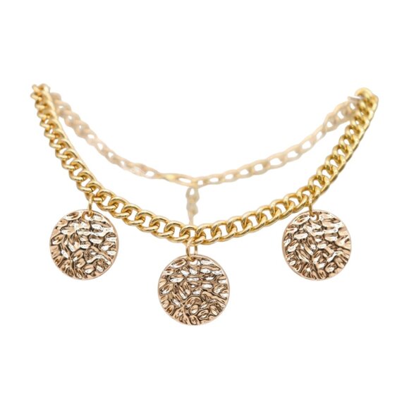 NEW Women Gold Metal Western Boot Chain Bracelet Anklet Shoe 3 Circles Charm SET - Picture 16 of 17